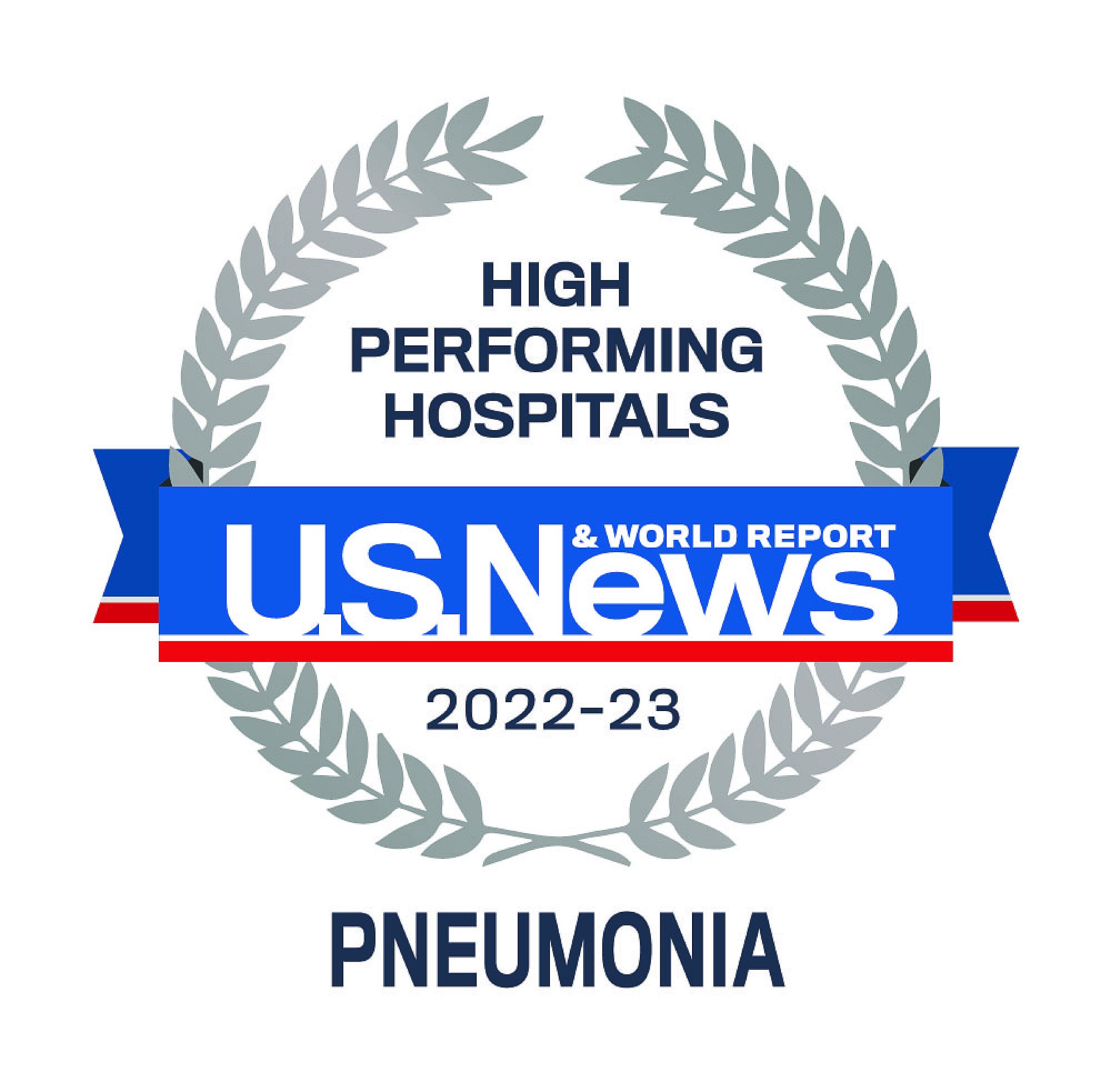 US News 2022-23 High Performing Hospitals Pneumonia Badge