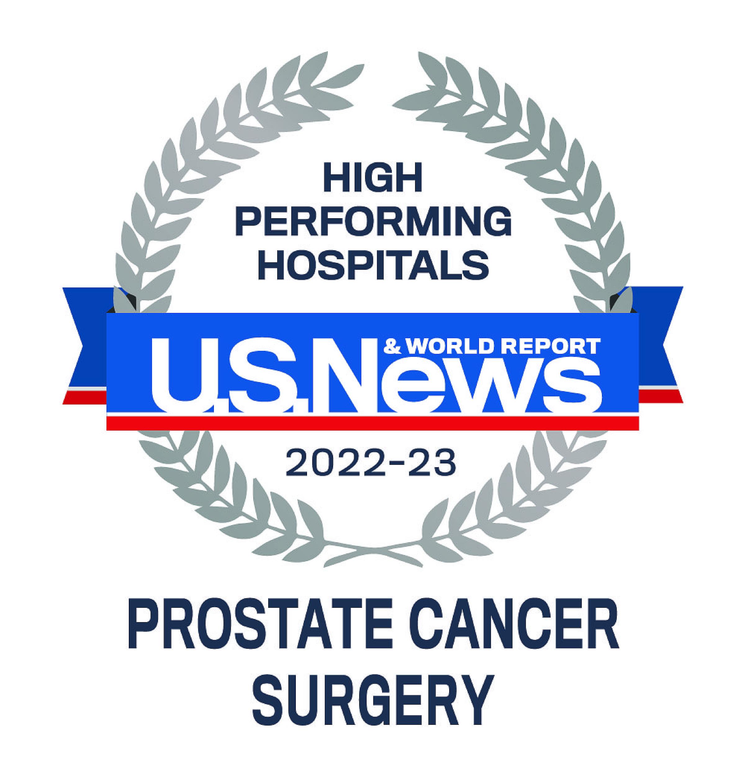 US News 2022-23 High Performing Hospitals Prostate Cancer Surgery Badge