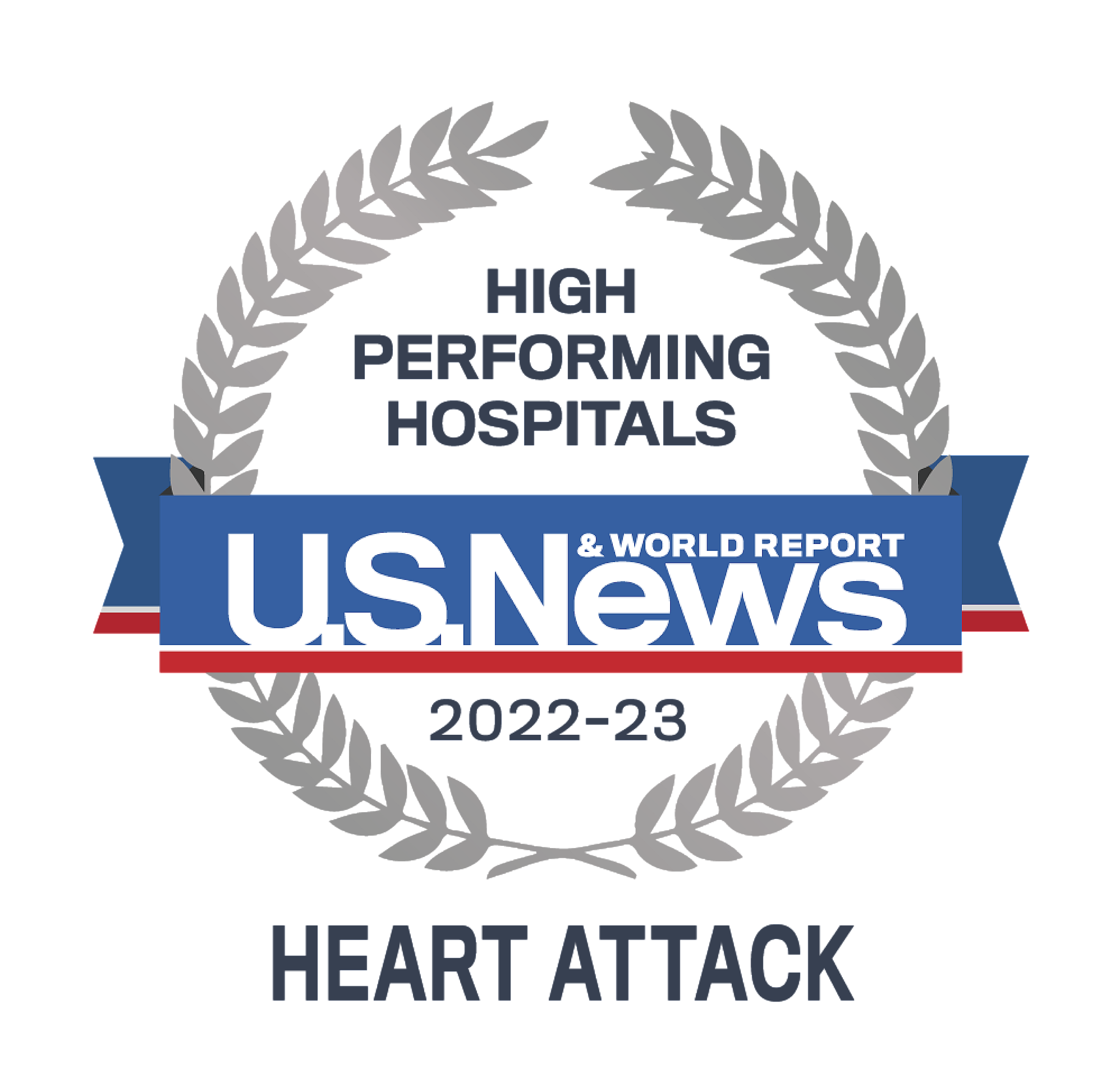 High performing treatment for heart attack treatment badge from US News & World Report 2022-2023