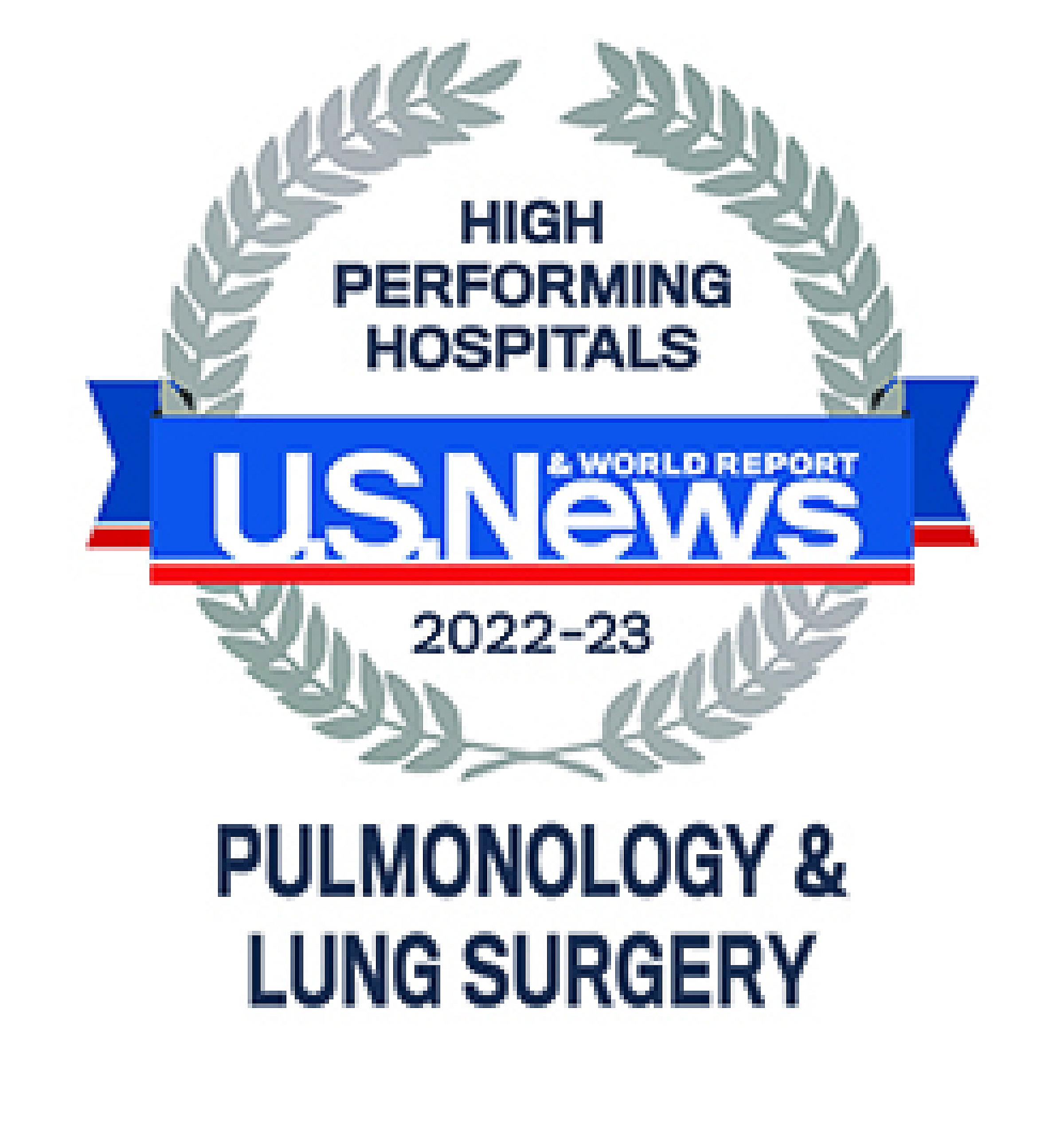 US News 2022-23 High Performing Hospitals Pulmonology & Lung Surgery Badge