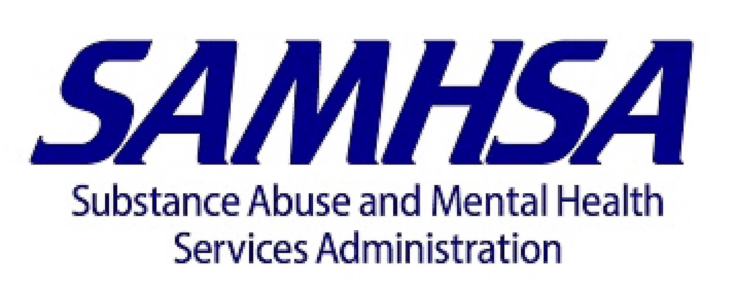 Picture of SAMHSA logo in navy blue text