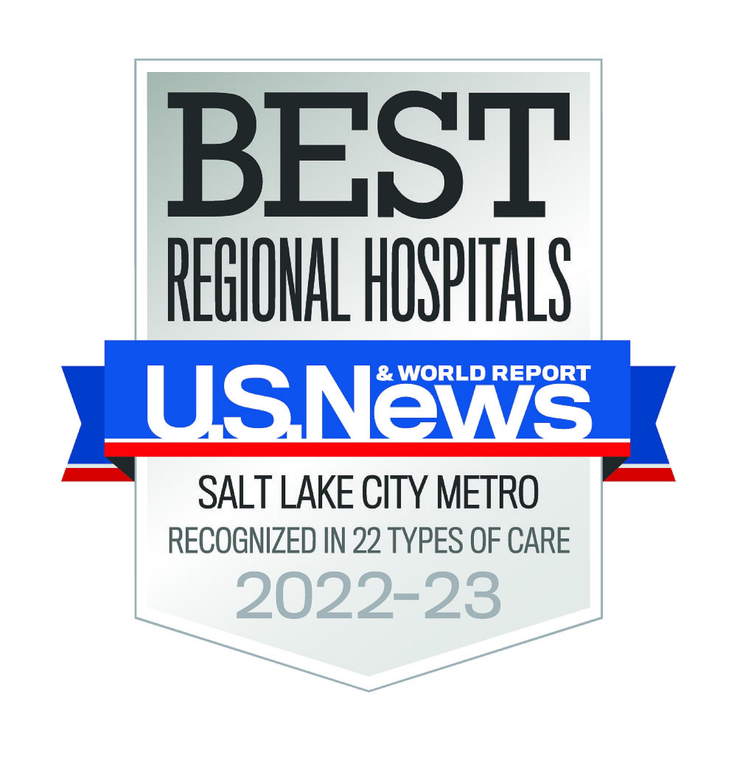 Best regional hospital 2022-2023 University of Utah Hospital, US News & World Report badge