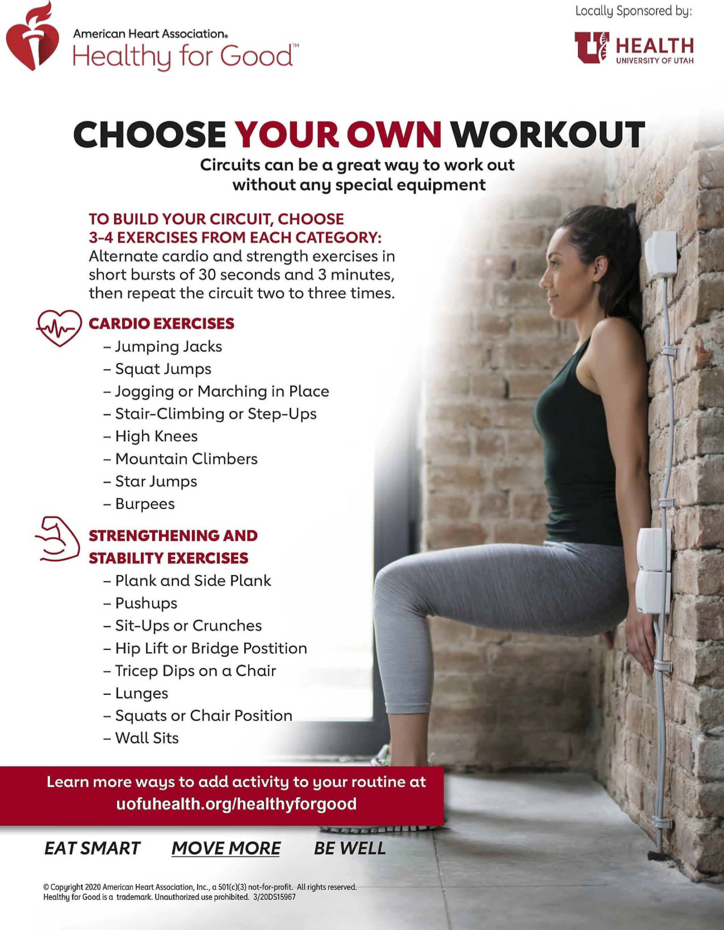 Choose your own workout infographic