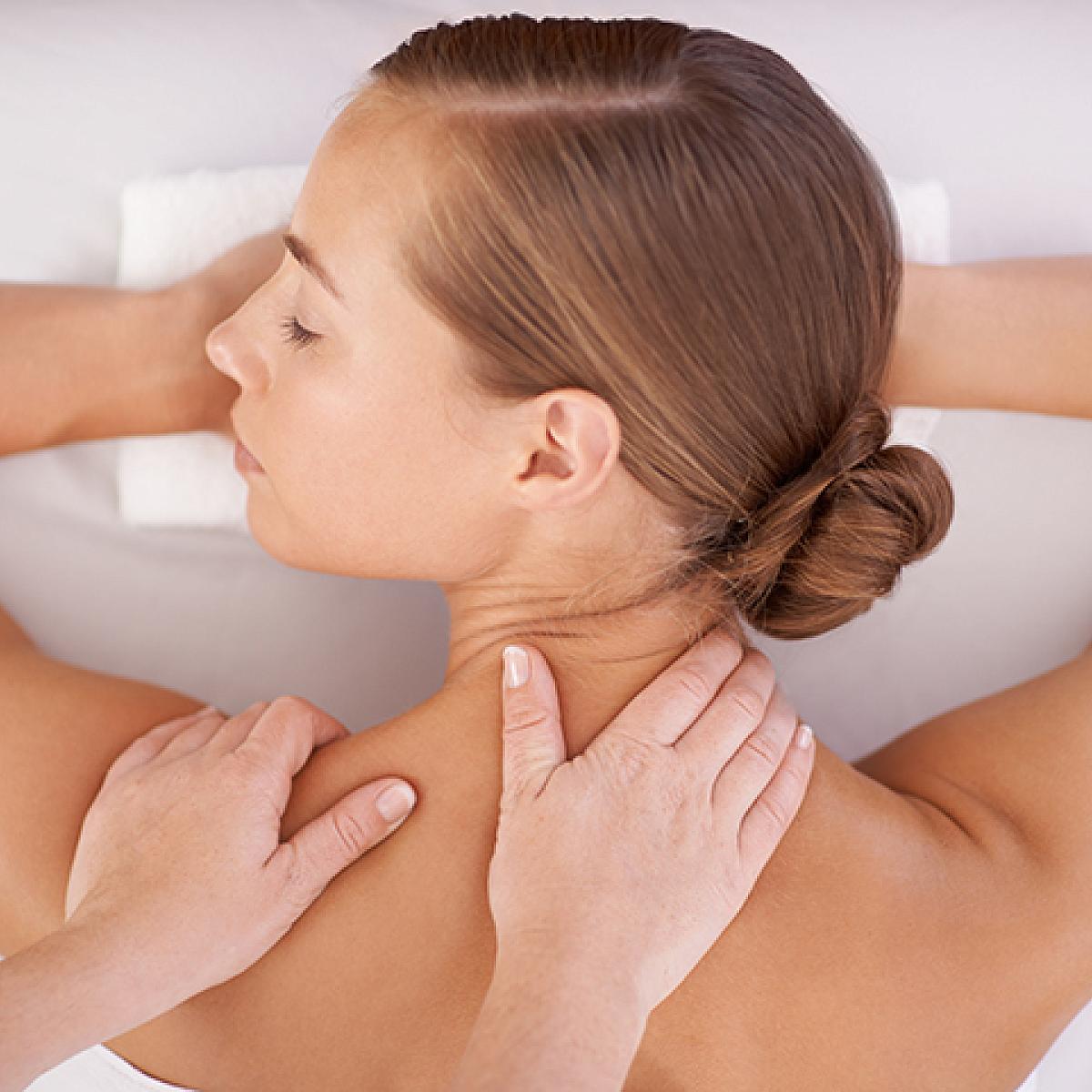 Woman receiving a back massage: Schedule a massage at South Jordan Health Center