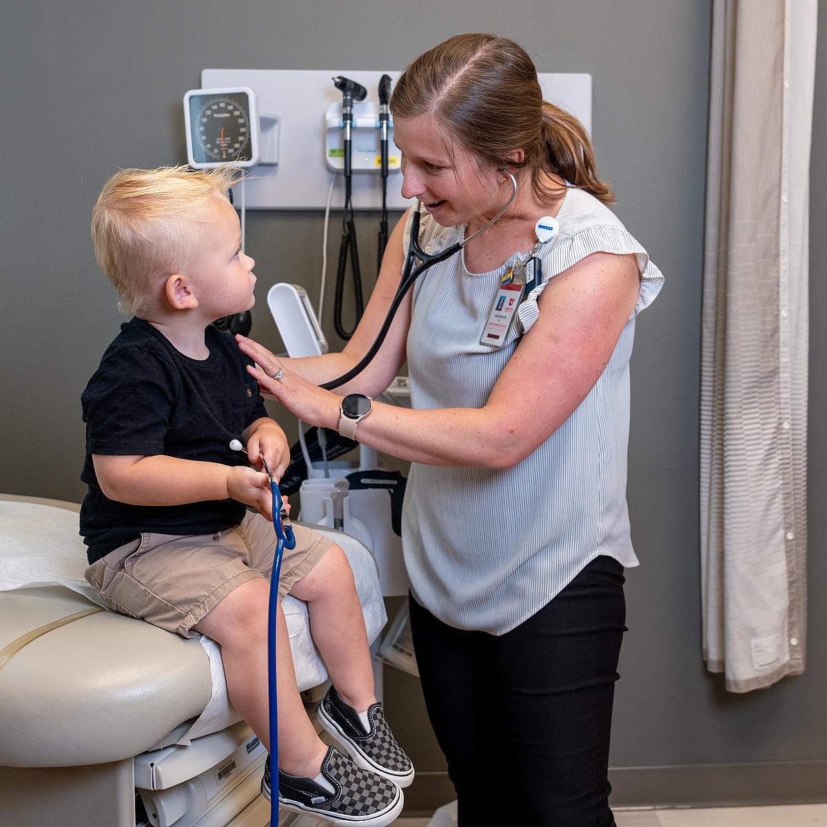 Pediatric patient with provider at Farmington Health Center