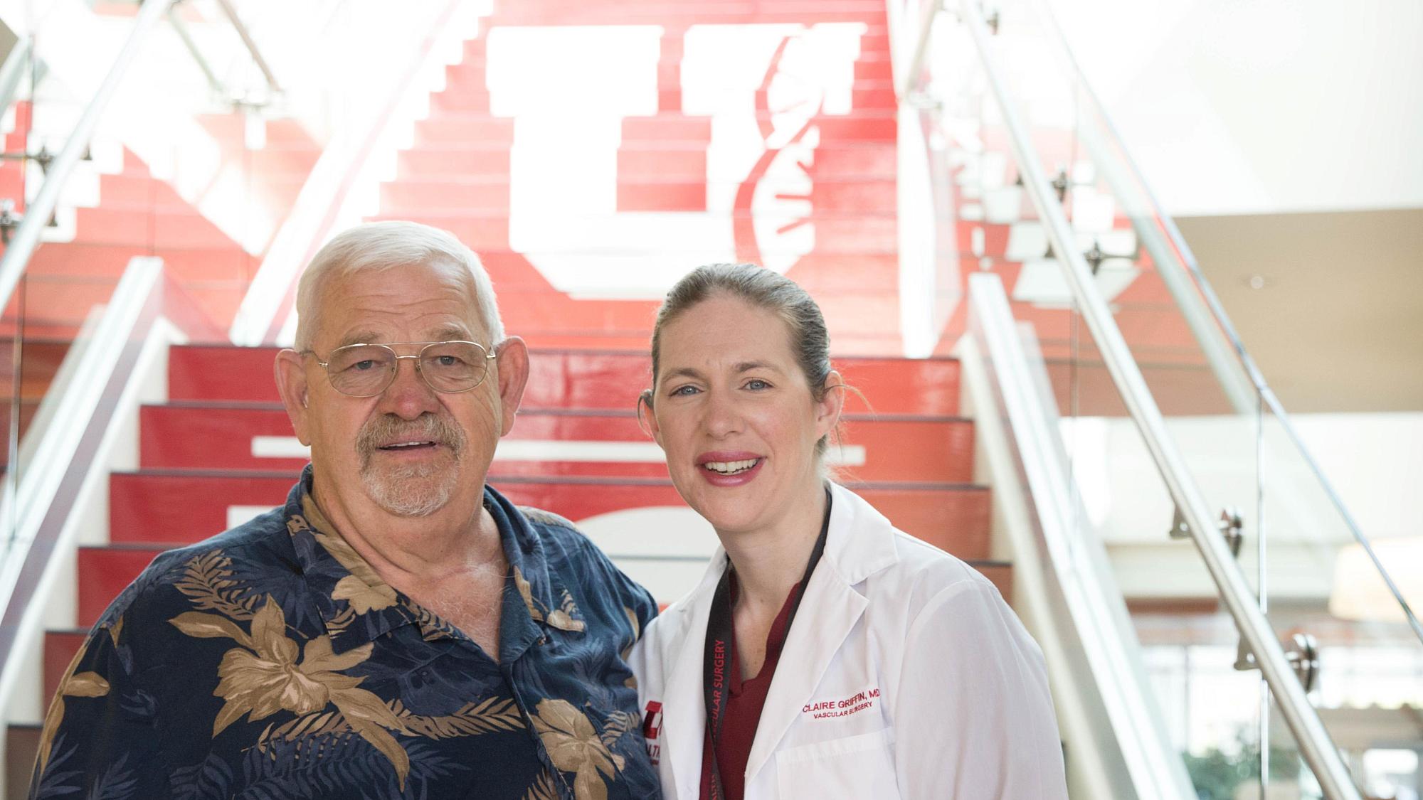 Patient Tom Stover and aortic disease specialist Claire Giffin, MD